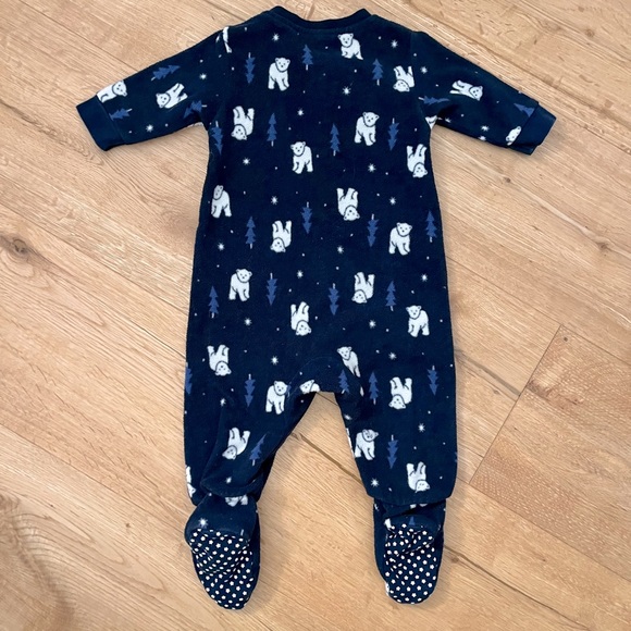 Uniqlo baby fleece pajama polar bear 3-6 months like new - Picture 2 of 4